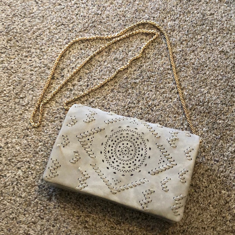 Faux Suede Handbag w/Detachable Strap